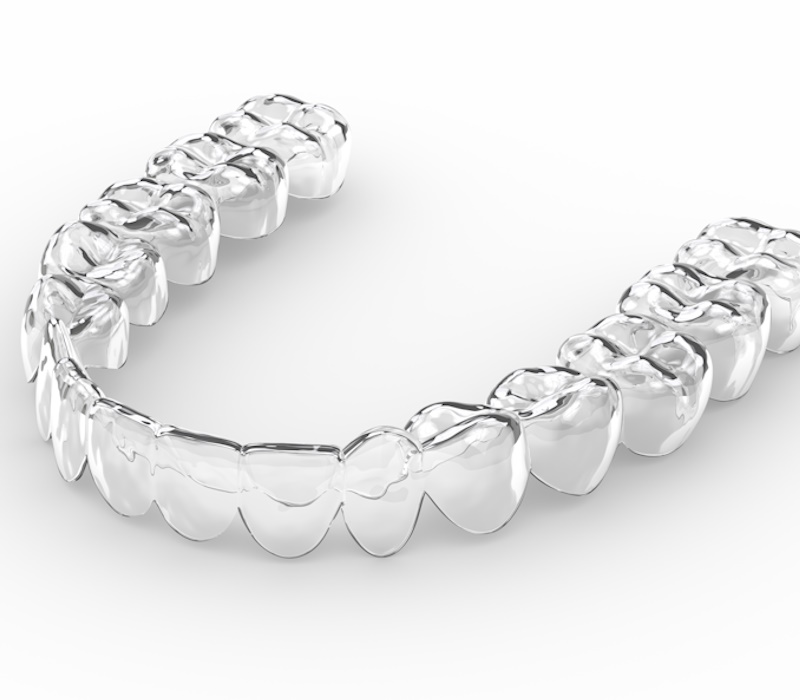 3d render of invisalign removable and invisible retainer over white background
